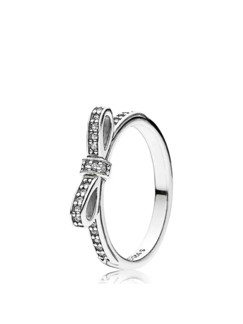 Pandora Sterling Silver Sparkling Bow Ring with Clear Zirconia 190906cz-52
